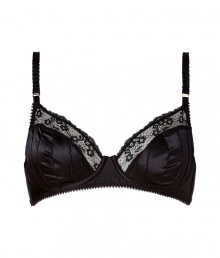 Channel your inner vixen in this supportive underwire bra from Stella McCartney - Satin bra with lace trim, full-cups with pintuck details, underwire, adjustable straps, back mesh details - Perfect under any outfit or paired with a matching bra for stylish lounging Channel your inner vixen in this supportive underwire bra from Stella McCartney - Satin bra with lace trim, full-cups with pintuck details, underwire, adjustable straps, back mesh details - Perfect under any outfit or paired with a matching bra for stylish lounging