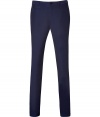 Stylish pants in fine, pure dark blue cotton - Soft and lightweight, ultra durable material - Long and lean, flat front chino cut - Slim waistband with belt loops and zip fly - Slash pockets at sides, welt pockets at rear - Casually cool, seamlessly transitions from work to weekend - Pair with polos, button downs and t-shirts