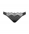 Luxurious thong in fine black synthetic fiber blend - very comfortable due to stretch content - elegant and stylish shell optic embroidery - pleasant medium wide wiastband - perfect elastic fit - stylish, sexy, seductive - fits under (almost) all outfits