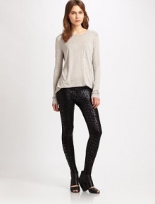 Your favorite leggings in an exotic crocodile print with an elastic waistband and stirrup-like details. Elastic waistbandRise, about 8Inseam, about 2770% viscose/25% nylon/5% spandexDry cleanMade in USA of Italian fabricModel shown is 5'9½ (176cm) wearing US size Small. Your favorite leggings in an exotic crocodile print with an elastic waistband and stirrup-like details. Elastic waistbandRise, about 8Inseam, about 2770% viscose/25% nylon/5% spandexDry cleanMade in USA of Italian fabricModel shown is 5'9½ (176cm) wearing US size Small.