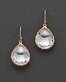 From the Rosé collection, small teardrop earrings with faceted clear quartz. Designed by Ippolita. From the Rosé collection, small teardrop earrings with faceted clear quartz. Designed by Ippolita.