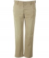 Stylish pant in sand cotton - Chinos are again in, in, in - slim waistband with loops - hot with a luxurious designer belt - slim and straight legs in new italian ankle length - slightly worn, used look - styling hit, wear at the office with a white blouse, blazer and pumps, at leisure time with a polo shirt and ballet flats - fits one size bigger