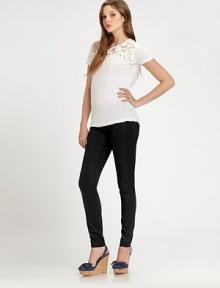 Perfectly placed lace and classic pointelle give this jersey tee a decidedly elegant feel and an unforgettable look.Round neckShort sleevesIntricate lace detailsPull-on styleAbout 25 from shoulder to hemModalDry cleanImported Model shown is 5'10 (177cm) wearing US size Small. Perfectly placed lace and classic pointelle give this jersey tee a decidedly elegant feel and an unforgettable look.Round neckShort sleevesIntricate lace detailsPull-on styleAbout 25 from shoulder to hemModalDry cleanImported Model shown is 5'10 (177cm) wearing US size Small.