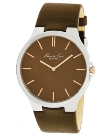 A handsome leather timepiece with a striking minimalist dial. A handsome leather timepiece with a striking minimalist dial.