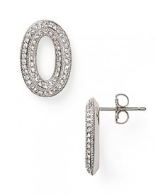 Crafted from rhodium plated metal and crystal stations, Nadri's open link hoop earrings encapsulate sophisticated accessorizing. Wear them to pull together your evening look. Crafted from rhodium plated metal and crystal stations, Nadri's open link hoop earrings encapsulate sophisticated accessorizing. Wear them to pull together your evening look.