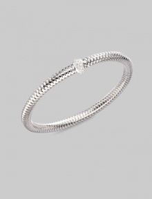 From the Primavera Collection. Beautifully crosshatched 18K white gold with a diamond pavé station.Diamond, 0.22 tcw 18K white gold Diameter, about 65mm, (2.56) Made in Italy From the Primavera Collection. Beautifully crosshatched 18K white gold with a diamond pavé station.Diamond, 0.22 tcw 18K white gold Diameter, about 65mm, (2.56) Made in Italy