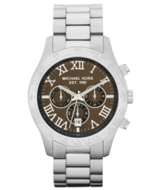 With a stylish brown chronograph dial, this Michael Kors watch adds a fresh change of pace to a classic design. With a stylish brown chronograph dial, this Michael Kors watch adds a fresh change of pace to a classic design.