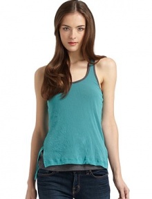 THE LOOKSheer overlayRibbed knit underlayRacerbackTHE FITAbout 24 from shoulder to hemTHE MATERIALBody: polyester/rayonUnderlay: nylonCARE & ORIGINDry cleanImportedModel shown is 5'9 (175cm) wearing US size Small. THE LOOKSheer overlayRibbed knit underlayRacerbackTHE FITAbout 24 from shoulder to hemTHE MATERIALBody: polyester/rayonUnderlay: nylonCARE & ORIGINDry cleanImportedModel shown is 5'9 (175cm) wearing US size Small.