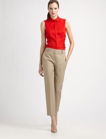 Made from double stretch cotton, these pants offer a classic look and a flawless fit.Hook-and-eye closureZip flyBelt loopsSlash pocketsBack waist dartsBack welt pocketsInseam, about 2896% cotton/4% elastaneDry cleanImported Model shown is 5'11 (180cm) wearing US size 4. Made from double stretch cotton, these pants offer a classic look and a flawless fit.Hook-and-eye closureZip flyBelt loopsSlash pocketsBack waist dartsBack welt pocketsInseam, about 2896% cotton/4% elastaneDry cleanImported Model shown is 5'11 (180cm) wearing US size 4.