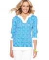 Refresh your spring wardrobe with this tailored tunic from Charter Club. A winning fit and luxe print makes for a chic look no matter where you wear it!