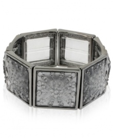 Square appeal. This stretch bracelet from Haskell is crafted from hematite-tone mixed metal with beaded accents raising the bar on style. Approximate length: 7-1/2 inches. Square appeal. This stretch bracelet from Haskell is crafted from hematite-tone mixed metal with beaded accents raising the bar on style. Approximate length: 7-1/2 inches.