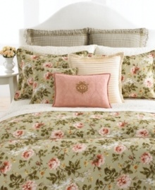 A romantic scrollwork print adorns Lauren Ralph Lauren's elegant Yorkshire Rose sheet, evoking the tranquility of the English countryside. Woven of pure cotton. (Clearance)