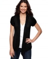 Short sleeves and a soft drape distinguish AGB's cardigan from the rest! Great for lightweight layering, too.