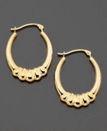 Wrap up your style with these lovely hoop earrings crafted in 14k gold. Approximate diameter: 1/2 inch. Approximate length: 3/4 inch. Wrap up your style with these lovely hoop earrings crafted in 14k gold. Approximate diameter: 1/2 inch. Approximate length: 3/4 inch.