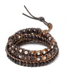 Simple yet eclectic. This Chan Luu wrap bracelet refines bohemian style with its mix of semi-precious gemstones, trimmed in rich brown leather. Simple yet eclectic. This Chan Luu wrap bracelet refines bohemian style with its mix of semi-precious gemstones, trimmed in rich brown leather.