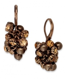 Stylish stones are clustered together in these earrings from Charter Club. Crafted from gold-tone mixed metal, the drop earrings feature glass accents in dark tones for added luster. Approximate drop: 1-1/4 inches. Stylish stones are clustered together in these earrings from Charter Club. Crafted from gold-tone mixed metal, the drop earrings feature glass accents in dark tones for added luster. Approximate drop: 1-1/4 inches.