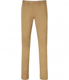 Stylish pants in fine, beige cotton - Soft yet ultra-durable material feels great against the skin - Slim, straight chino cut tapers slightly through legs - Medium low rise, with belt loops and button closure - Slash pockets at sides, welt pockets at rear - A casually cool alternative to jeans, great for everyday leisure - Pair with pullovers, t-shirts and button downs