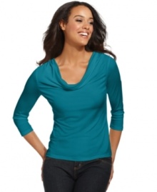 A casual tee with an elegant cowl neckline is the perfect basic for transitioning seasons, from Charter Club. A casual tee with an elegant cowl neckline is the perfect basic for transitioning seasons, from Charter Club.