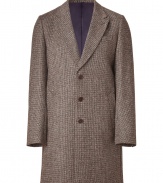 A sleek take on timeless classic outerwear, PS by Paul Smiths brown wool coat is a smart choice tailored to multi-season sophistication - Peaked lapel, long sleeves, buttoned cuffs, button-down front, side slit pockets, back vent - Modern straight fit - Wear with cashmere pullovers and sleek tailored trousers