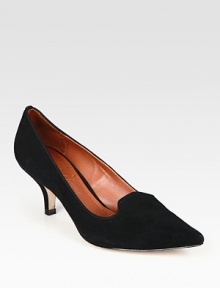 Instantly feminine suede design with a timeless point toe, kitten heel and grosgrain ribbon trim. Self-covered heel, 2½ (65mm)Suede upper with grosgrain ribbon trimPoint toeLeather lining and solePadded insoleImported Instantly feminine suede design with a timeless point toe, kitten heel and grosgrain ribbon trim. Self-covered heel, 2½ (65mm)Suede upper with grosgrain ribbon trimPoint toeLeather lining and solePadded insoleImported