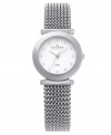 Signature Skagen Denmark style in an easy clasp-free design. Stainless steel mesh expansion bracelet and round case. White dial features Swarovski element markers, three silver tone hands and logo. Quartz movement. Water resistant to 30 meters. Limited lifetime warranty.