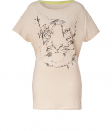 A friendly tiger print covers this chic oversized sleep tee from Juicy Couture - Round neck, short sleeves, long body, front tiger graphic - Wear with a printed robe and fuzzy slippers A friendly tiger print covers this chic oversized sleep tee from Juicy Couture - Round neck, short sleeves, long body, front tiger graphic - Wear with a printed robe and fuzzy slippers