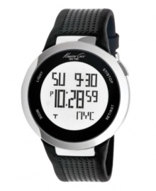 Modern styling and cutting-edge technology, delivered to you by Kenneth Cole New York. Watch crafted from black ballistic nylon and leather strap with round stainless steel case. Logo at bezel. Digital dial features digi-touch™ technology, world time, day, date, seconds, alarm, stopwatch and chronograph functions. Quartz movement. Water resistant to 30 meters. Limited lifetime warranty. Modern styling and cutting-edge technology, delivered to you by Kenneth Cole New York. Watch crafted from black ballistic nylon and leather strap with round stainless steel case. Logo at bezel. Digital dial features digi-touch™ technology, world time, day, date, seconds, alarm, stopwatch and chronograph functions. Quartz movement. Water resistant to 30 meters. Limited lifetime warranty.