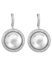Perfect combination. Luminous freshwater pearls (13 mm) are complemented by glittering cubic zirconias (1-5/8 ct. t.w.) on these divine drop earrings from CRISLU. Made in sterling silver, they're equally elegant for daytime or evening. Approximate drop: 1 inch.