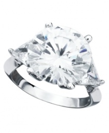 A playful pattern creates just the right shine. CRISLU's unique engagement-style ring features a round-cut, solitaire cubic zirconia with trilliant-cut cubic zirconia side accents (total 8 ct. t.w.). Set in platinum over sterling silver. Size 5, 6, 7, 8 and 9. A playful pattern creates just the right shine. CRISLU's unique engagement-style ring features a round-cut, solitaire cubic zirconia with trilliant-cut cubic zirconia side accents (total 8 ct. t.w.). Set in platinum over sterling silver. Size 5, 6, 7, 8 and 9.