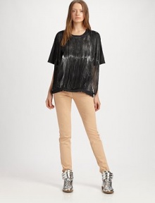 EXCLUSIVELY AT SAKS. This boxy cotton style is decorated by long strands of shoulder-to-hem fringe trim.CrewneckShort sleevesFringed frontBanded hemlineContrast back panelCottonHand washMade in ItalyModel shown is 5'10 (177cm) wearing US size Small. EXCLUSIVELY AT SAKS. This boxy cotton style is decorated by long strands of shoulder-to-hem fringe trim.CrewneckShort sleevesFringed frontBanded hemlineContrast back panelCottonHand washMade in ItalyModel shown is 5'10 (177cm) wearing US size Small.