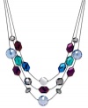 A hidden gem in plain sight. Style&co.'s shimmering three-row necklace displays colorful glass beads in different shapes and sizes. Crafted in silver tone mixed metal. Approximate length: 18-1/4 inches.