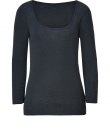 Super soft and ultra flattering, Ralph Laurens scooped neck cotton tee counts as a must for casual feminine looks - Scooped neckline, 3/4 sleeves, fine ribbed trim, fitted - Pair with bright separates and slipper-style loafers for a luxe preppy look Super soft and ultra flattering, Ralph Laurens scooped neck cotton tee counts as a must for casual feminine looks - Scooped neckline, 3/4 sleeves, fine ribbed trim, fitted - Pair with bright separates and slipper-style loafers for a luxe preppy look