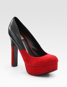 Burnished leather adds contrast to this soft, vibrant suede design. Self-covered heel, 5 (125mm)Covered platform, 1 (25mm)Compares to a 4 heel (100mm)Suede and leather upperLeather liningRubber solePadded insoleImportedOUR FIT MODEL RECOMMENDS ordering one half size up as this style runs small. Burnished leather adds contrast to this soft, vibrant suede design. Self-covered heel, 5 (125mm)Covered platform, 1 (25mm)Compares to a 4 heel (100mm)Suede and leather upperLeather liningRubber solePadded insoleImportedOUR FIT MODEL RECOMMENDS ordering one half size up as this style runs small.