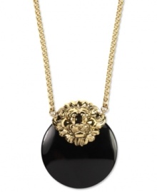 Be a trendsetter and a jetsetter in this chic necklace from Anne Klein. With a ferocious jet stone pendant featuring a gold tone lion's head. Crafted in gold tone mixed metal. Approximate length: 42 inches. Approximate drop: 2-1/2 inches. Be a trendsetter and a jetsetter in this chic necklace from Anne Klein. With a ferocious jet stone pendant featuring a gold tone lion's head. Crafted in gold tone mixed metal. Approximate length: 42 inches. Approximate drop: 2-1/2 inches.