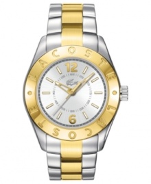 Classic Lacoste style overtakes this golden Biarritz collection watch. Classic Lacoste style overtakes this golden Biarritz collection watch.