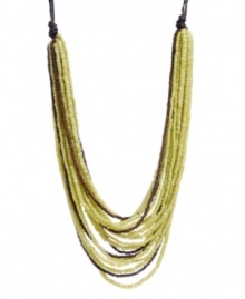 Whisk yourself away with this exotic style. Kenneth Cole New York's African-inspired necklace features multiple rows of bright lime green and brown seed beads. Set in gold-plated mixed metal and strung from brown cord. Approximate length: 22 inches + 3-inch extender. Approximate drop: 2-3/4 inches. Whisk yourself away with this exotic style. Kenneth Cole New York's African-inspired necklace features multiple rows of bright lime green and brown seed beads. Set in gold-plated mixed metal and strung from brown cord. Approximate length: 22 inches + 3-inch extender. Approximate drop: 2-3/4 inches.