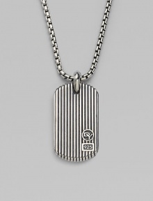 A singular look for today's man, designed with a sterling silver dogtag pendant on a box-chain necklace. From the Royal Cord Collection Sterling silver Chain length, about 22 Lobster clasp Imported 