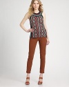Signature Italian knit is enhanced with a richly textured crocheted neckline.Multicolor crocheted necklineSleevelessStriped side panelsAbout 21¼ from shoulder to hem72% cotton/28% viscoseDry cleanImported of Italian fabricModel shown is 5'10 (177cm) wearing US size 4. 