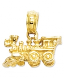 For the girl on the move, this intricate locomotive charm is the perfect addition to your collection. Crafted in 14k gold, charm features a detailed 3-dimensional design. Chain not included. Approximate length: 1/2 inch. Approximate width: 1/2 inch. For the girl on the move, this intricate locomotive charm is the perfect addition to your collection. Crafted in 14k gold, charm features a detailed 3-dimensional design. Chain not included. Approximate length: 1/2 inch. Approximate width: 1/2 inch.
