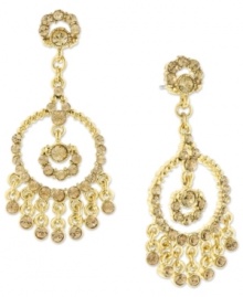 With a beautiful rainfall of glass topaz accents, these chandelier earrings from 2028 add elegance in waves. Crafted in gold tone mixed metal. Approximate drop: 2-3/4 inches. Approximate width: 1-1/4 inches. With a beautiful rainfall of glass topaz accents, these chandelier earrings from 2028 add elegance in waves. Crafted in gold tone mixed metal. Approximate drop: 2-3/4 inches. Approximate width: 1-1/4 inches.