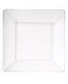 Clear the table. Layer patterns and colors with the sleek, minimalist look of square appetizer plates in solid glass.