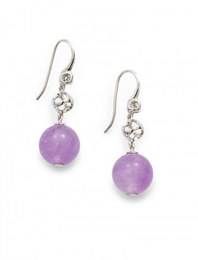 THE LOOKRound stone drop accentRhodium-plated sterling silver settingHook backTHE MEASUREMENTDrop, about 1ORIGINImported THE LOOKRound stone drop accentRhodium-plated sterling silver settingHook backTHE MEASUREMENTDrop, about 1ORIGINImported