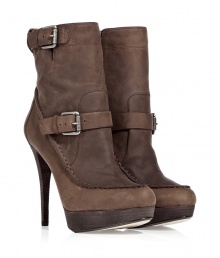 Bring a sexy kick to your daytime attire with these buckle-laden ankle boots from Kors Michael Kors - Front platform, moc stitched toe, dual ankle straps with buckle, ultra-high stacked stiletto heel, side zip closure - Wear with skinny jeans, a mini-skirt, or cropped trousers Bring a sexy kick to your daytime attire with these buckle-laden ankle boots from Kors Michael Kors - Front platform, moc stitched toe, dual ankle straps with buckle, ultra-high stacked stiletto heel, side zip closure - Wear with skinny jeans, a mini-skirt, or cropped trousers
