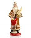 A figurine to be treasured, Gingerbread Father Christmas is first shaped in an antique chocolate mold and then hand-painted for one-of-a-kind styling. With rosy cheeks, full white beard and the folk-art charm of Vaillancourt.