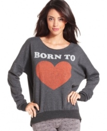 Stylishly slouchy, this Born To Love sweater by Dreamr is perfect for a relaxed everyday look! Stylishly slouchy, this Born To Love sweater by Dreamr is perfect for a relaxed everyday look!