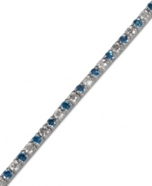 Alternating sparkle makes for the perfect server. EFFY Collection's stunning tennis bracelet features round-cut white diamonds (1-3/8 ct. t.w.) and blue diamonds (1-1/2 ct. t.w.) in 14k white gold. Approximate length: 7 inches. Alternating sparkle makes for the perfect server. EFFY Collection's stunning tennis bracelet features round-cut white diamonds (1-3/8 ct. t.w.) and blue diamonds (1-1/2 ct. t.w.) in 14k white gold. Approximate length: 7 inches.