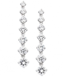 Face framing sparkle. Eliot Danori's linear drop earrings feature seven, graduated cubic zirconias (5-5/8 ct. t.w.) set in silver tone mixed metal. Approximate drop: 1-3/4 inches. Face framing sparkle. Eliot Danori's linear drop earrings feature seven, graduated cubic zirconias (5-5/8 ct. t.w.) set in silver tone mixed metal. Approximate drop: 1-3/4 inches.