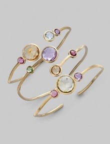 From the Jaipur Collection. Brilliant faceted stones along a delicately textured 18K gold bangle.Amethyst, pink tourmaline, citrine & green tourmaline 18K gold Circumference, about 7 Made in Italy Please note: Bracelets sold separately. From the Jaipur Collection. Brilliant faceted stones along a delicately textured 18K gold bangle.Amethyst, pink tourmaline, citrine & green tourmaline 18K gold Circumference, about 7 Made in Italy Please note: Bracelets sold separately.