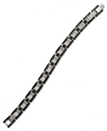 The epitome of sophistication. This men's bracelet features single-cut black diamonds (1/2 ct. t.w.) in a trendy square shape. Set in stainless steel. Approximate length 8-1/2 inches. The epitome of sophistication. This men's bracelet features single-cut black diamonds (1/2 ct. t.w.) in a trendy square shape. Set in stainless steel. Approximate length 8-1/2 inches.