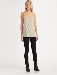 Silk scoopneck with a unique zipper detail and lengthy silhouette. Zippered scoopneckAdjustable spaghetti strapsLonger length hits below the hipsSilkDry cleanImportedModel shown is 5'9½ (176cm) wearing US size 4. Silk scoopneck with a unique zipper detail and lengthy silhouette. Zippered scoopneckAdjustable spaghetti strapsLonger length hits below the hipsSilkDry cleanImportedModel shown is 5'9½ (176cm) wearing US size 4.